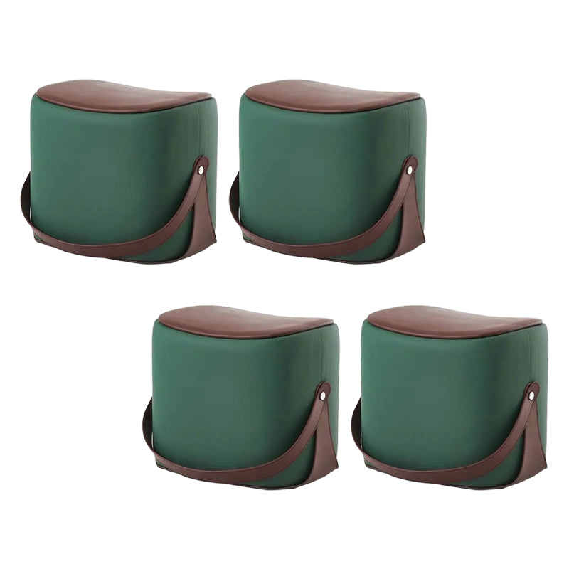 Contemporary Faux Leather Upholstered Ottoman Rectangle Shape Standard Blackish Green 4 Piece Set Clearhalo 'furn' 'furn_ottomans_poufs' 'Furniture' 'Living Room Furniture' 'Ottomans & Poufs' 'ottomans_poufs' 5687141