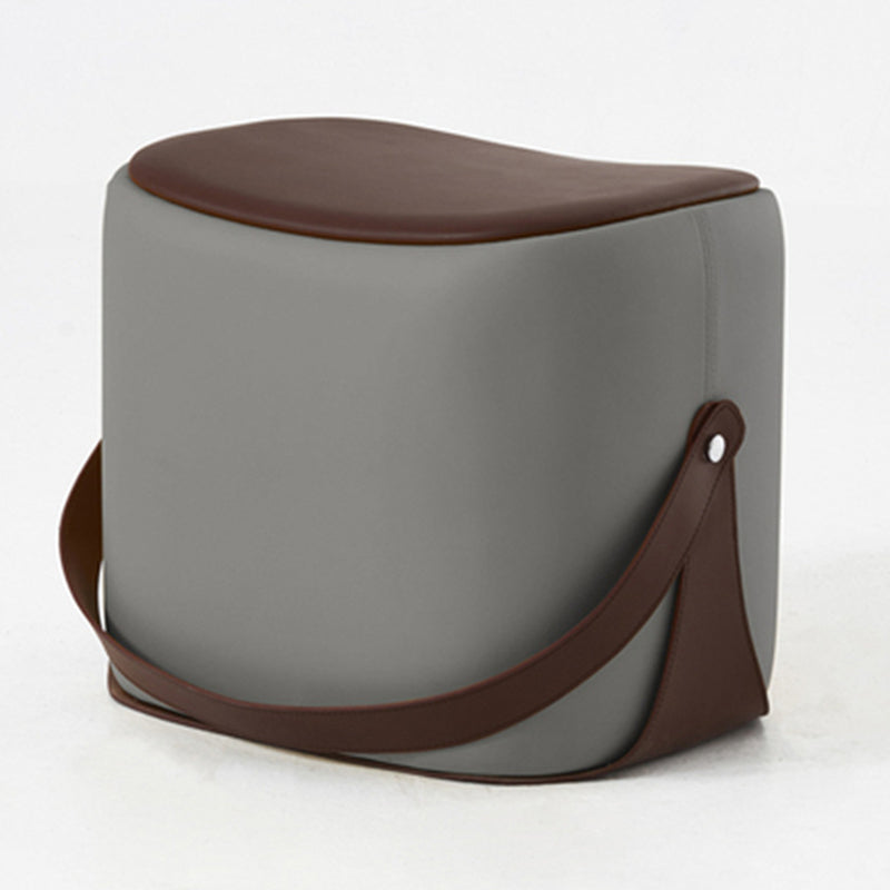 Contemporary Faux Leather Upholstered Ottoman Rectangle Shape Standard Light Gray 1 Piece Clearhalo 'furn' 'furn_ottomans_poufs' 'Furniture' 'Living Room Furniture' 'Ottomans & Poufs' 'ottomans_poufs' 5687152