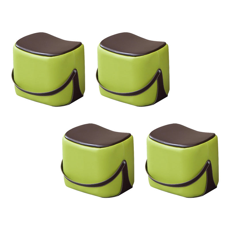 Contemporary Faux Leather Upholstered Ottoman Rectangle Shape Standard Fruit Green 4 Piece Set Clearhalo 'furn' 'furn_ottomans_poufs' 'Furniture' 'Living Room Furniture' 'Ottomans & Poufs' 'ottomans_poufs' 5687160