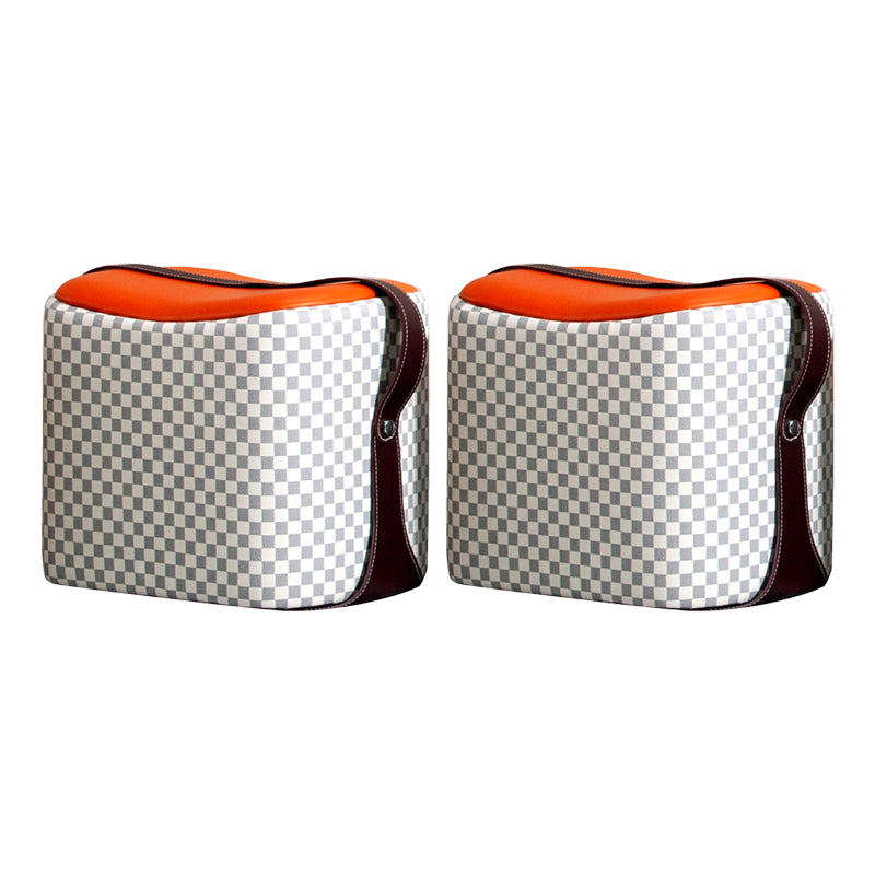 Contemporary Faux Leather Upholstered Ottoman Rectangle Shape Standard White 2 Piece Set Clearhalo 'furn' 'furn_ottomans_poufs' 'Furniture' 'Living Room Furniture' 'Ottomans & Poufs' 'ottomans_poufs' 5687162