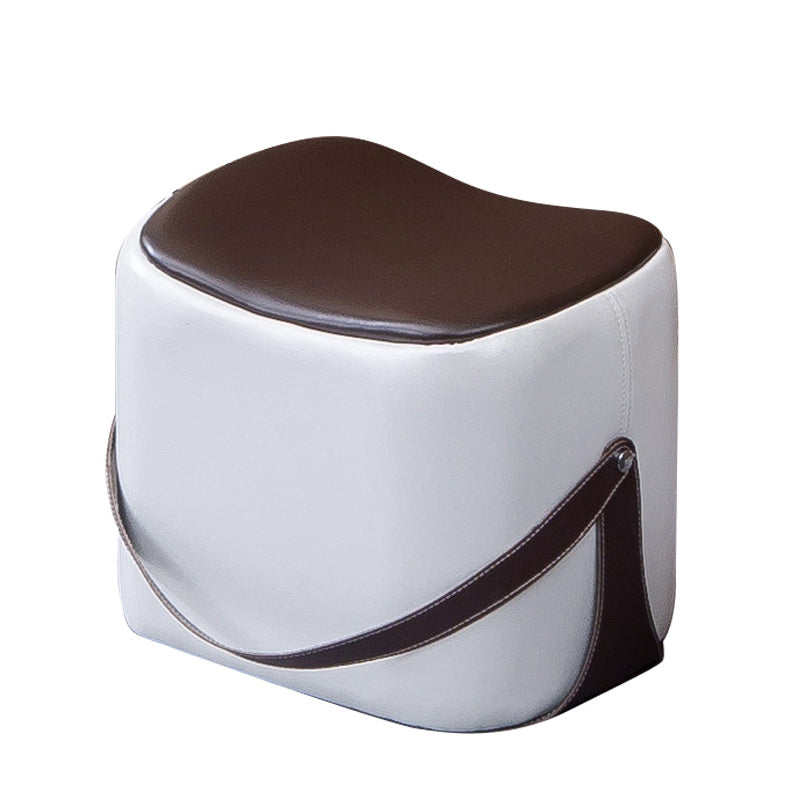 Contemporary Faux Leather Upholstered Ottoman Rectangle Shape Standard Off-White 1 Piece Clearhalo 'furn' 'furn_ottomans_poufs' 'Furniture' 'Living Room Furniture' 'Ottomans & Poufs' 'ottomans_poufs' 5687167