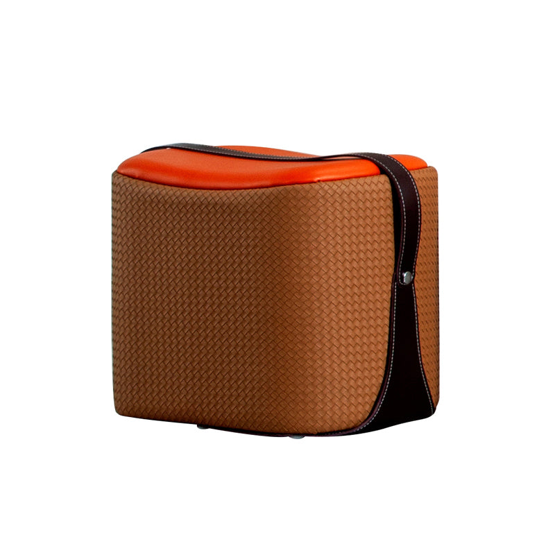 Contemporary Faux Leather Upholstered Ottoman Rectangle Shape Standard Brown 1 Piece Clearhalo 'furn' 'furn_ottomans_poufs' 'Furniture' 'Living Room Furniture' 'Ottomans & Poufs' 'ottomans_poufs' 5687179