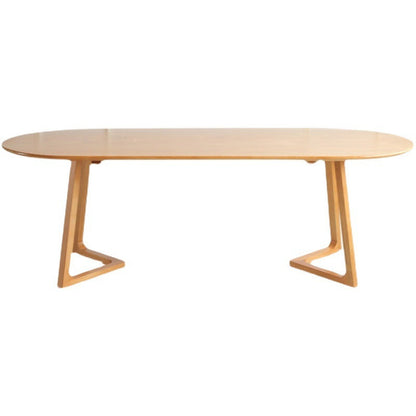Modern Simple Solid Wood Table for Restaurant Oval Table with Double Pedestal