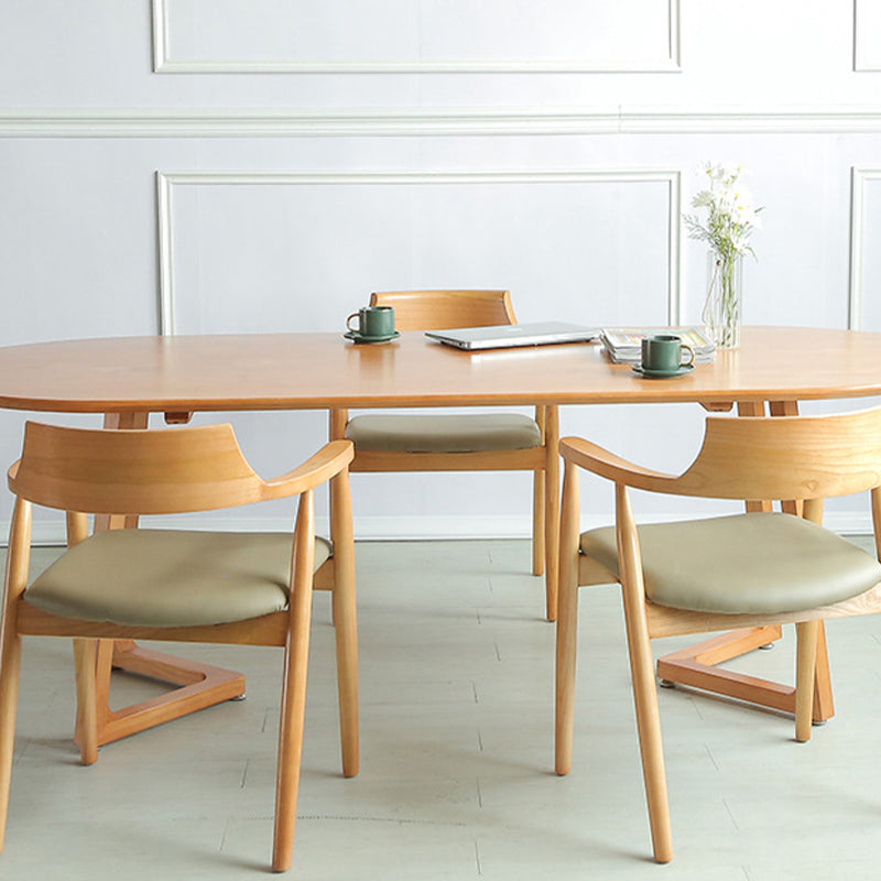 Modern Simple Solid Wood Table for Restaurant Oval Table with Double Pedestal