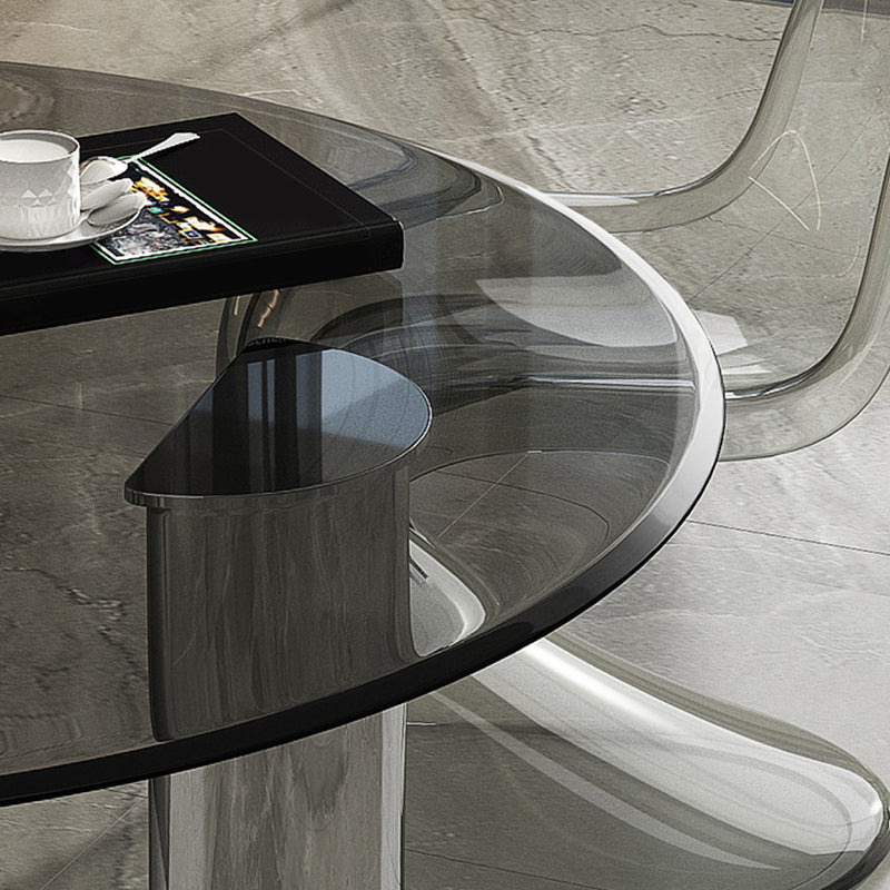 Table à manger contemporaine rond table à dîner en verre trempé pour dîner à la maison