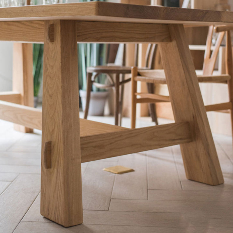 Natural Solid Wood Dining Table Modern Dining Table with Trestle Base