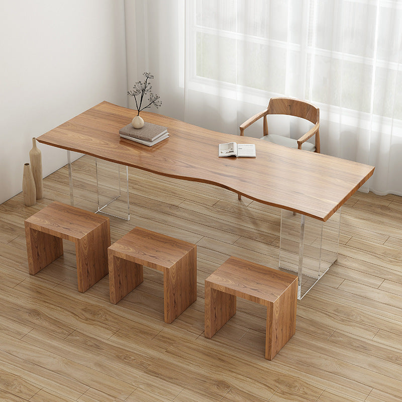 Table en bois massif contemporain pour table rectangle de restaurant avec base acrylique