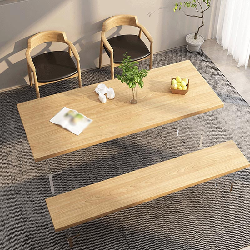 Minimalismo Mesa de madera maciza para mesa rectángica de restaurantes con base acrílica