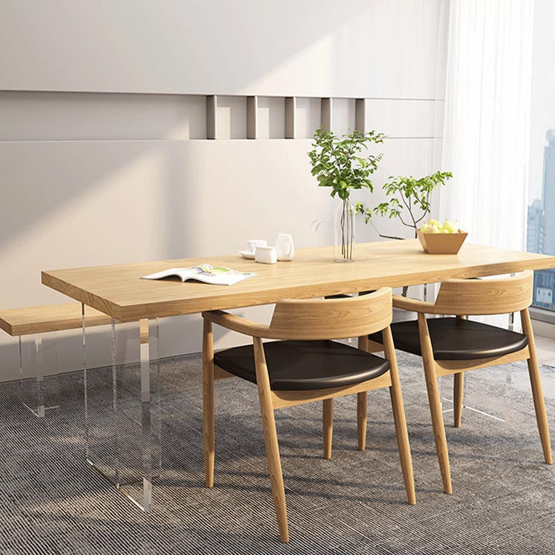 Minimalismo Mesa de madera maciza para mesa rectángica de restaurantes con base acrílica