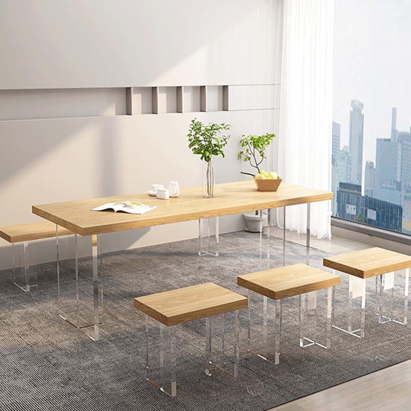Minimalismo Mesa de madera maciza para mesa rectángica de restaurantes con base acrílica