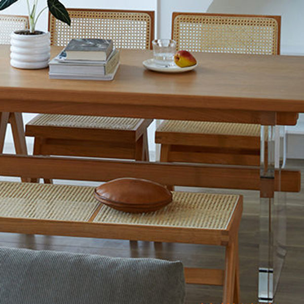 Rectangle Dining Table Brown Wood Modern Dining Table for Home