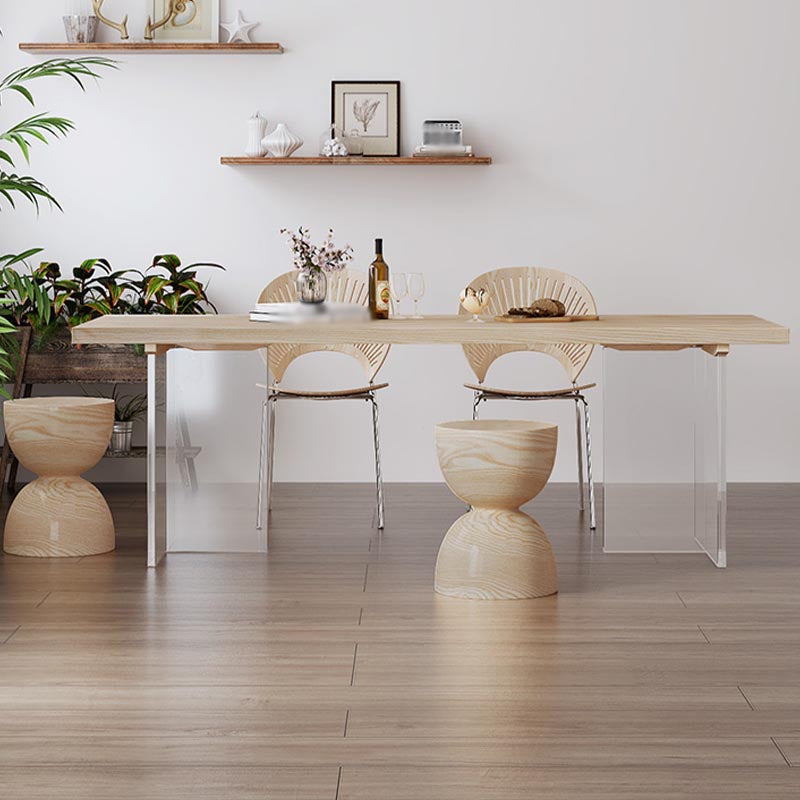 Table à manger à double piédestal en acrylique