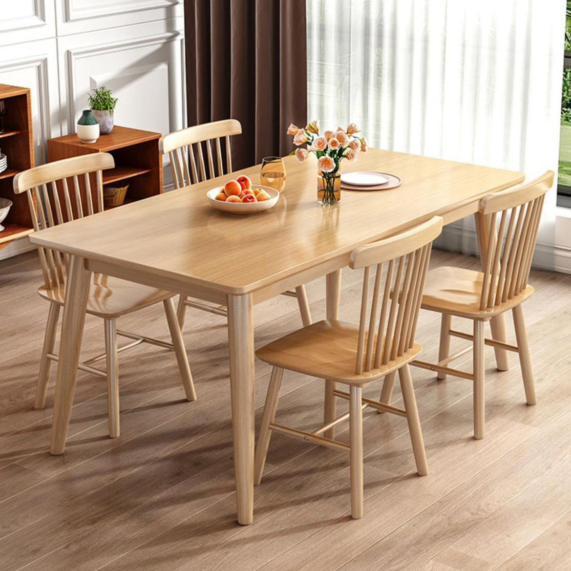 Rectangle Modern Wood Table Standard Height Table Dining Table with 4 Legs 55.1"L x 31.5"W x 29.5"H Without Chairs Clearhalo 'Dining Tables & Seating' 'Dining Tables' 'dining_table' 'furn' 'furn_dining_table' 'Furniture' 'Kitchen & Dining Furniture' 5687448