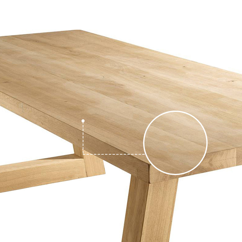 Contemporary Dining Table Natural Rectangle Solid Wood Dinner Table