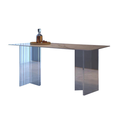 Modern Style White Stone Table Rectangle Dining Table for Kitchen Without Chairs Clearhalo 'Dining Tables & Seating' 'Dining Tables' 'dining_table' 'furn' 'furn_dining_table' 'Furniture' 'Kitchen & Dining Furniture' 5687498
