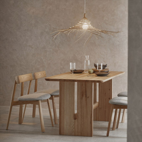 Modern Rectangle Trestle Dining Table Natural Ash Wood Table