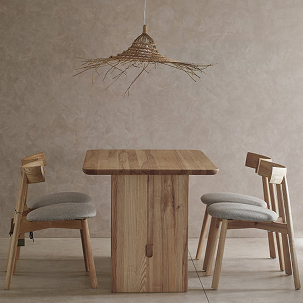Modern Rectangle Trestle Dining Table Natural Ash Wood Table