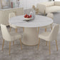 Glam Stone Table for Restaurant Round Table with White Pedestal