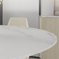 Glam Stone Table for Restaurant Round Table with White Pedestal