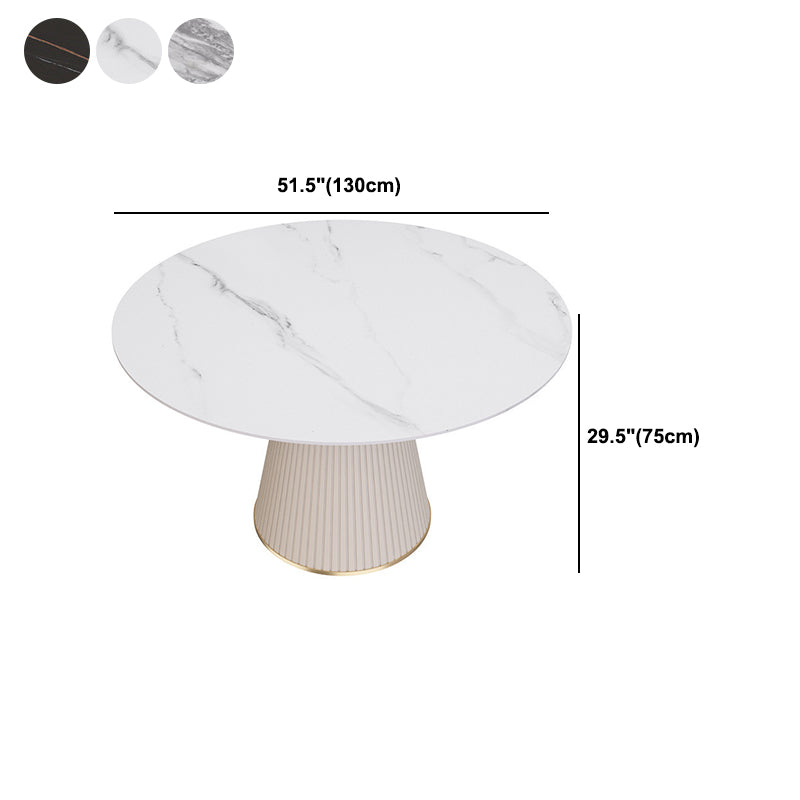 Glam Stone Table for Restaurant Round Table with White Pedestal