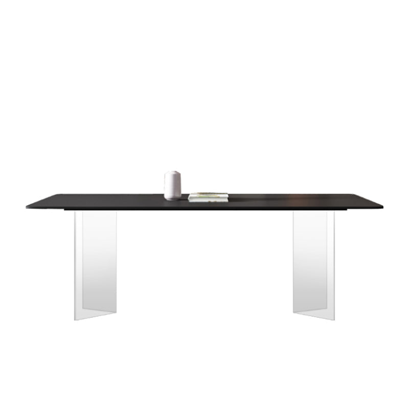 Mesa de comedor rectangular de estilo moderno Mesa de piedra sinterizada con base acrílica