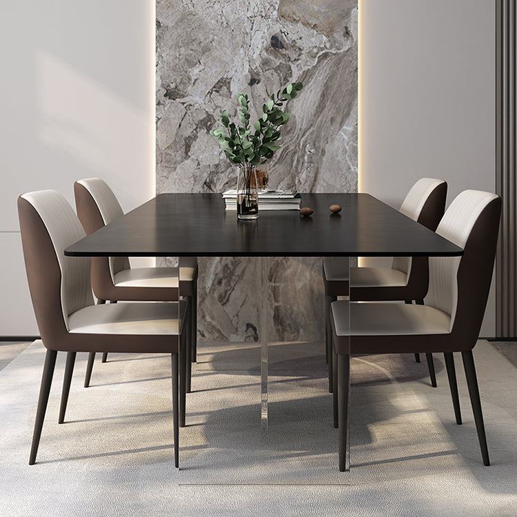 Modern Rectangle Dining Table Black Top Sintered Stone Table for Home Clearhalo 'Dining Tables & Seating' 'Dining Tables' 'dining_table' 'furn' 'furn_dining_table' 'Furniture' 'Kitchen & Dining Furniture' 5687656