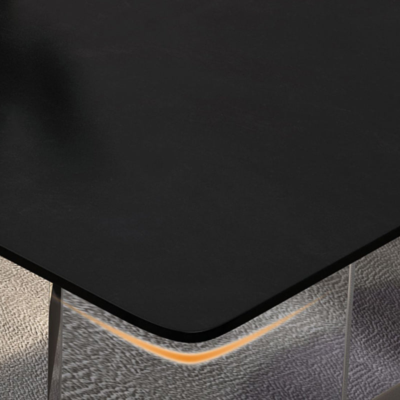 Modern Rectangle Dining Table Black Top Sintered Stone Table for Home Clearhalo 'Dining Tables & Seating' 'Dining Tables' 'dining_table' 'furn' 'furn_dining_table' 'Furniture' 'Kitchen & Dining Furniture' 5687661