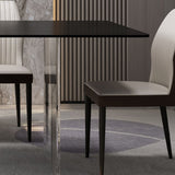 Modern Rectangle Dining Table Black Top Sintered Stone Table for Home Clearhalo 'Dining Tables & Seating' 'Dining Tables' 'dining_table' 'furn' 'furn_dining_table' 'Furniture' 'Kitchen & Dining Furniture' 5687663