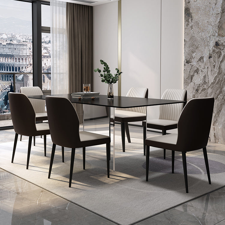 Modern Rectangle Dining Table Black Top Sintered Stone Table for Home Clearhalo 'Dining Tables & Seating' 'Dining Tables' 'dining_table' 'furn' 'furn_dining_table' 'Furniture' 'Kitchen & Dining Furniture' 5687664