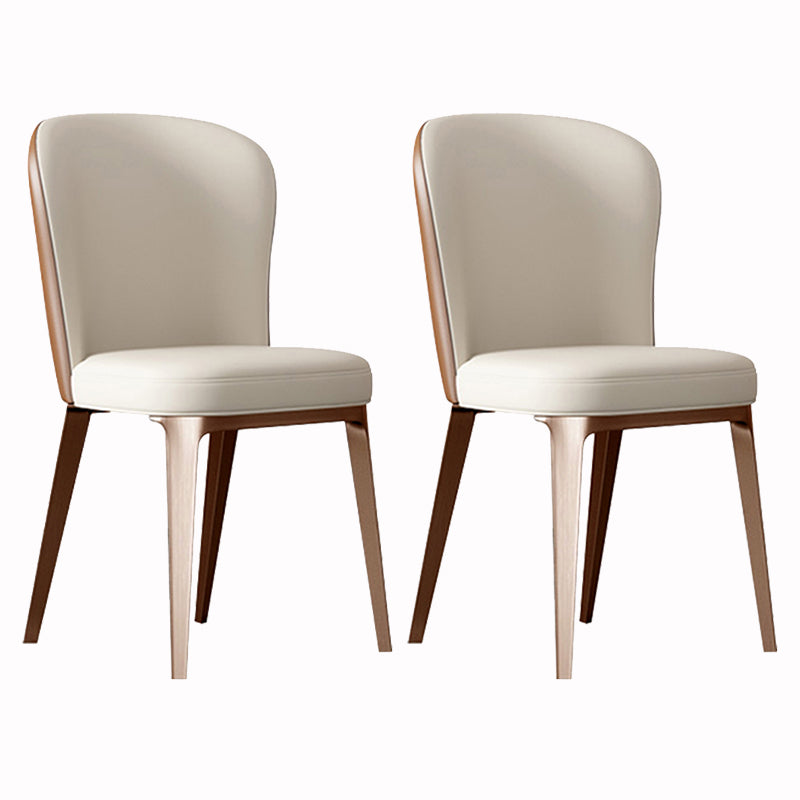 Nordic Style Metal Dining Chairs Leather Dining Parsons Chair for Restaurant Use White-Brown 2 Piece Set Clearhalo 'Dining Chairs' 'Dining Tables & Seating' 'dining_chair' 'furn' 'furn_dining_chair' 'Furniture' 'Kitchen & Dining Furniture' 5687742