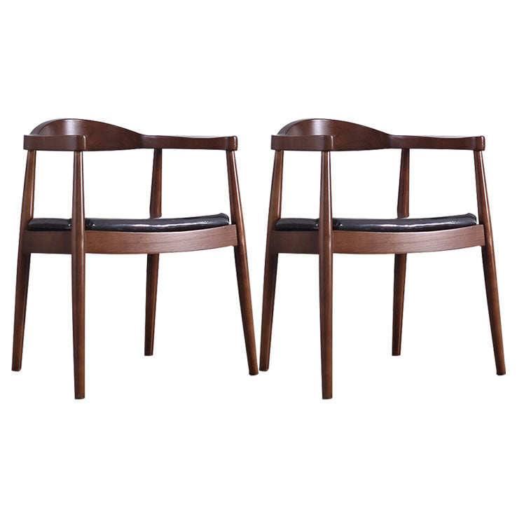 Contemporary Home Wood Arm Chair Matte Finish Open Back Dining Chair