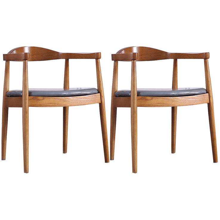 Contemporary Home Wood Arm Chair Matte Finish Open Back Dining Chair