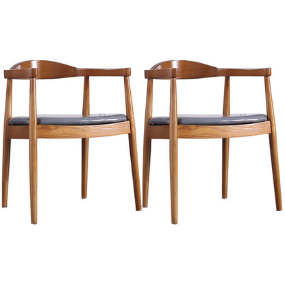Contemporary Home Wood Arm Chair Matte Finish Open Back Dining Chair