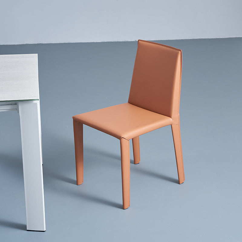 Sedia da pranzo in pelle moderna senza braccio sedie da pranzo in metallo per uso domestico
