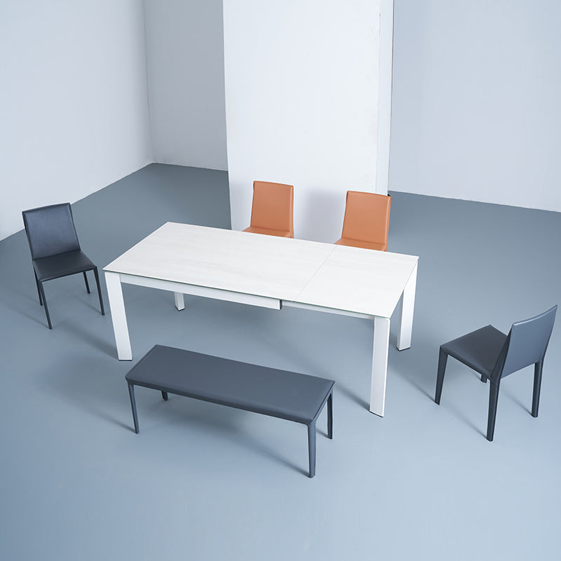 Sedia da pranzo in pelle moderna senza braccio sedie da pranzo in metallo per uso domestico