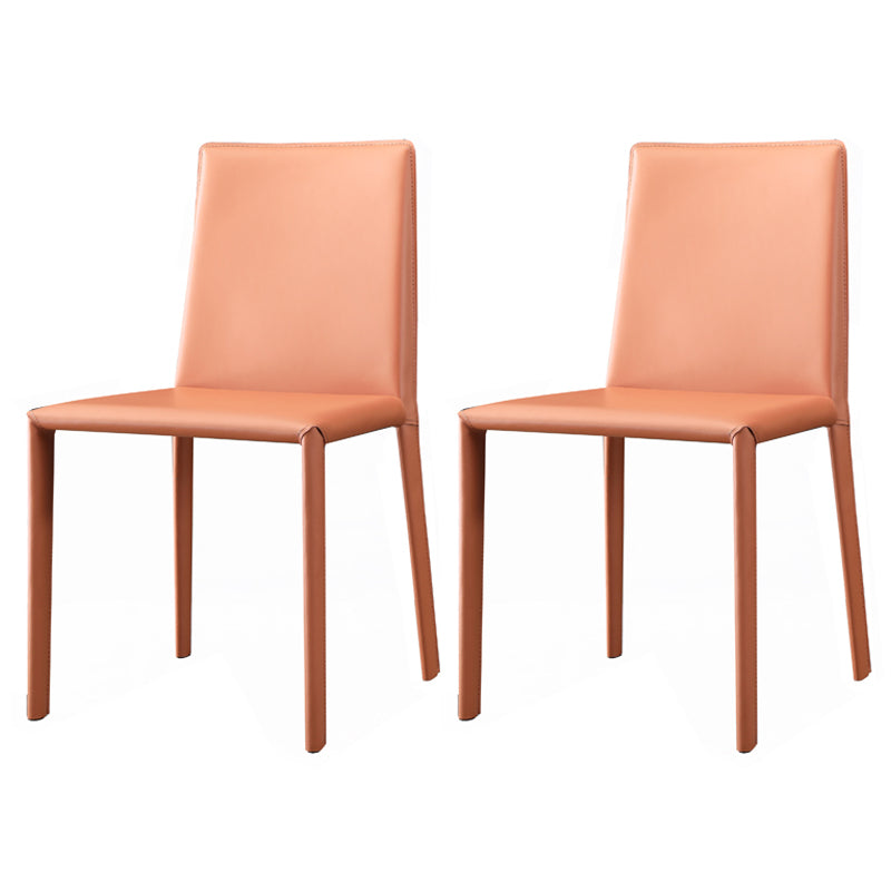 Sedia da pranzo in pelle moderna senza braccio sedie da pranzo in metallo per uso domestico