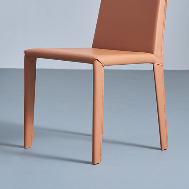 Sedia da pranzo in pelle moderna senza braccio sedie da pranzo in metallo per uso domestico