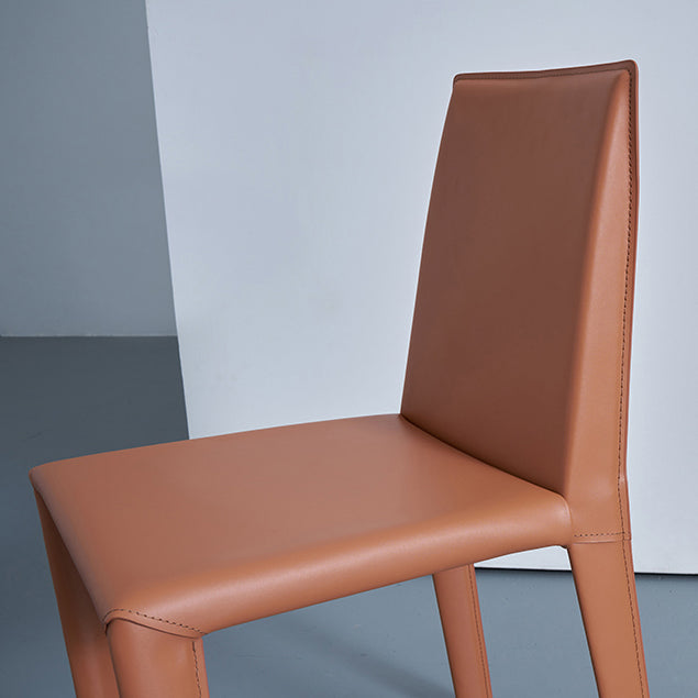 Sedia da pranzo in pelle moderna senza braccio sedie da pranzo in metallo per uso domestico