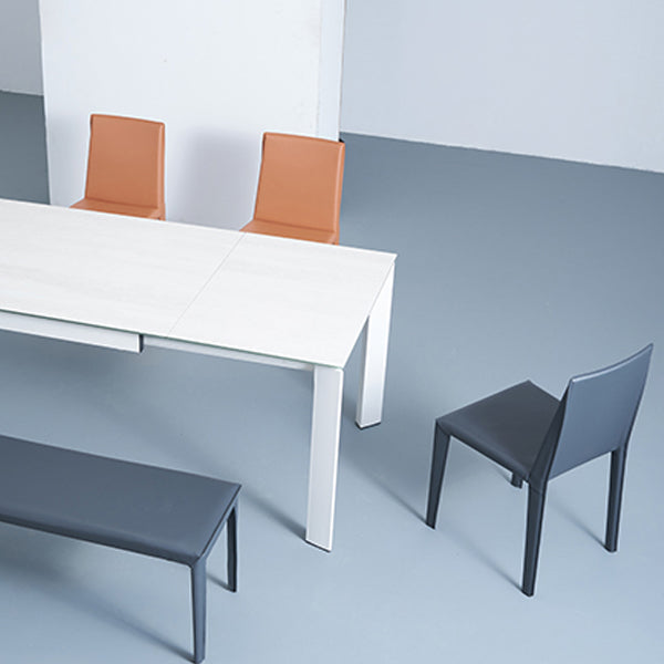 Sedia da pranzo in pelle moderna senza braccio sedie da pranzo in metallo per uso domestico