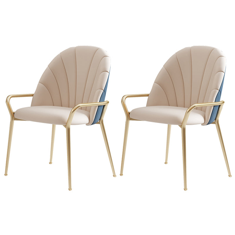 Metal Dining Arm Chair Glam Faux Leather Dining Room Chairs for Home Use Blue 2 Piece Set Clearhalo 'Dining Chairs' 'Dining Tables & Seating' 'dining_chair' 'furn' 'furn_dining_chair' 'Furniture' 'Kitchen & Dining Furniture' 5687854