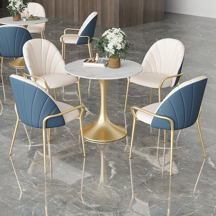 Metal Dining Arm Chair Glam Faux Leather Dining Room Chairs for Home Use Clearhalo 'Dining Chairs' 'Dining Tables & Seating' 'dining_chair' 'furn' 'furn_dining_chair' 'Furniture' 'Kitchen & Dining Furniture' 5687855