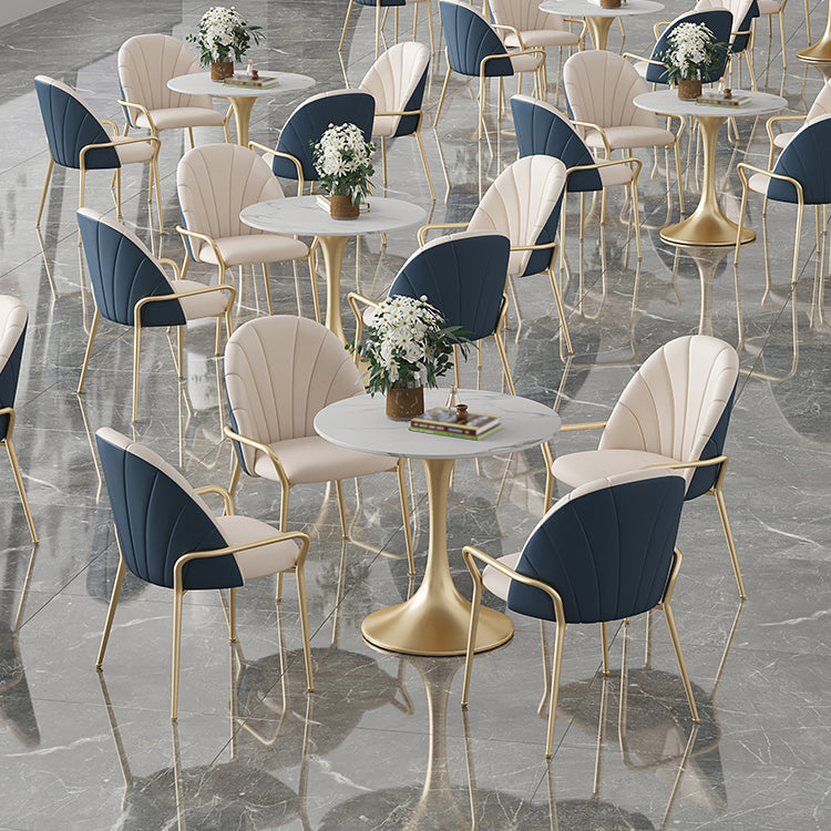 Metal Dining Arm Chair Glam Faux Leather Dining Room Chairs for Home Use Clearhalo 'Dining Chairs' 'Dining Tables & Seating' 'dining_chair' 'furn' 'furn_dining_chair' 'Furniture' 'Kitchen & Dining Furniture' 5687857