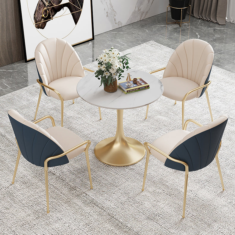 Metal Dining Arm Chair Glam Faux Leather Dining Room Chairs for Home Use Clearhalo 'Dining Chairs' 'Dining Tables & Seating' 'dining_chair' 'furn' 'furn_dining_chair' 'Furniture' 'Kitchen & Dining Furniture' 5687859