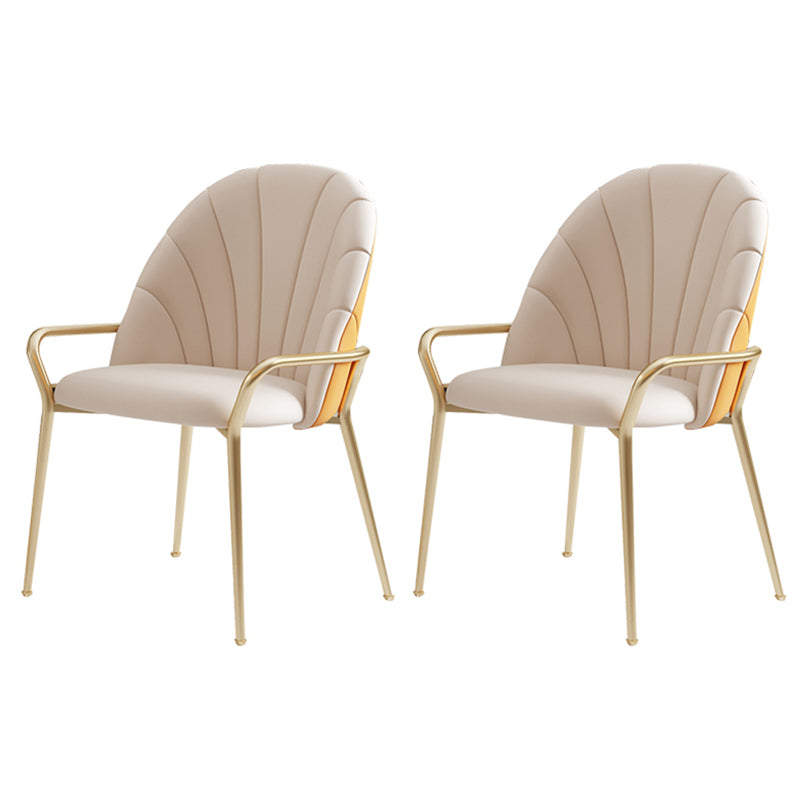 Metal Dining Arm Chair Glam Faux Leather Dining Room Chairs for Home Use Orange 2 Piece Set Clearhalo 'Dining Chairs' 'Dining Tables & Seating' 'dining_chair' 'furn' 'furn_dining_chair' 'Furniture' 'Kitchen & Dining Furniture' 5687860