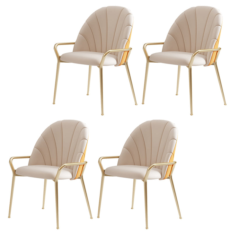 Metal Dining Arm Chair Glam Faux Leather Dining Room Chairs for Home Use Orange 4 Piece Set Clearhalo 'Dining Chairs' 'Dining Tables & Seating' 'dining_chair' 'furn' 'furn_dining_chair' 'Furniture' 'Kitchen & Dining Furniture' 5687862