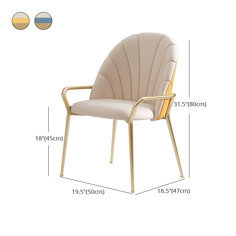 Metal Dining Arm Chair Glam Faux Leather Dining Room Chairs for Home Use Clearhalo 'Dining Chairs' 'Dining Tables & Seating' 'dining_chair' 'furn' 'furn_dining_chair' 'Furniture' 'Kitchen & Dining Furniture' 5687868