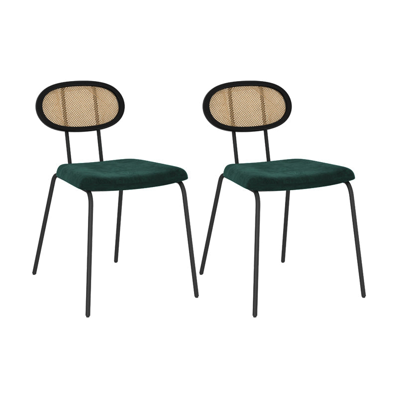 Fabric Side Chair Industrial Design Armless Open Back Side Chairs Green 2 Piece Set Clearhalo 'Dining Chairs' 'Dining Tables & Seating' 'dining_chair' 'furn' 'furn_dining_chair' 'Furniture' 'Kitchen & Dining Furniture' 5687871