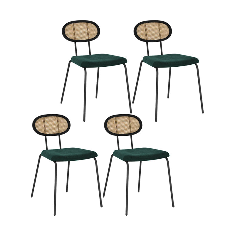 Fabric Side Chair Industrial Design Armless Open Back Side Chairs Green 4 Piece Set Clearhalo 'Dining Chairs' 'Dining Tables & Seating' 'dining_chair' 'furn' 'furn_dining_chair' 'Furniture' 'Kitchen & Dining Furniture' 5687873