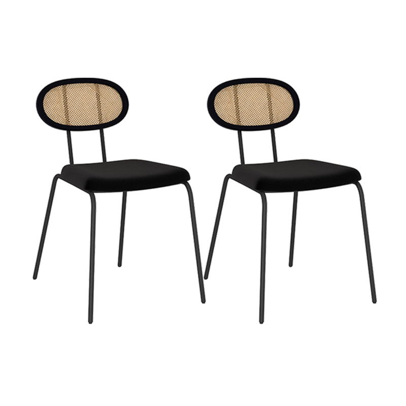 Fabric Side Chair Industrial Design Armless Open Back Side Chairs Black 2 Piece Set Clearhalo 'Dining Chairs' 'Dining Tables & Seating' 'dining_chair' 'furn' 'furn_dining_chair' 'Furniture' 'Kitchen & Dining Furniture' 5687877