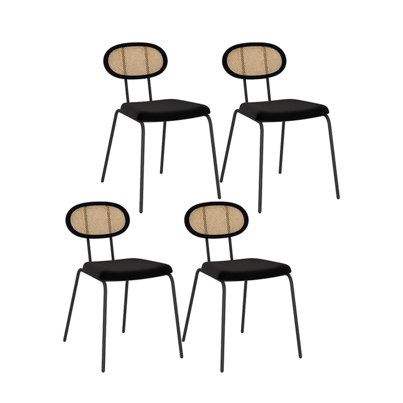 Fabric Side Chair Industrial Design Armless Open Back Side Chairs Black 4 Piece Set Clearhalo 'Dining Chairs' 'Dining Tables & Seating' 'dining_chair' 'furn' 'furn_dining_chair' 'Furniture' 'Kitchen & Dining Furniture' 5687879